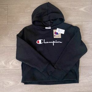 Black fleece boxy champion hoodie